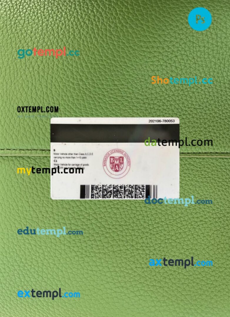 Barbados driving license PSD files, scan look and photographed image, 2 in 1 Barbados driving license PSD files, scan look and photographed image, 2 in 1 - Image 2