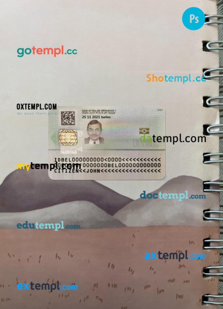 Belgium ID editable PSD files, scan look and photo-realistic look, 2 in 1, 2021- present Belgium ID editable PSD files, scan look and photo-realistic look, 2 in 1, 2021- present - Image 2