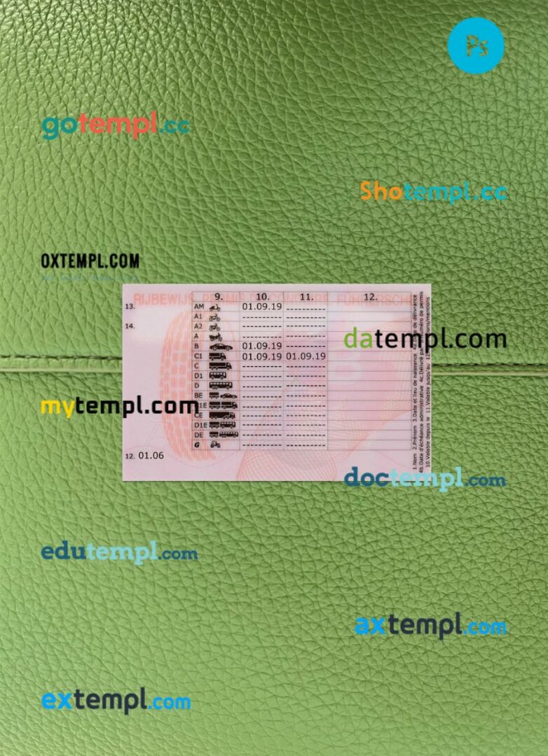 Belgium driving license PSD files, scan look and photographed image, 2 in 1, 2019-present Belgium driving license PSD files, scan look and photographed image, 2 in 1, 2019-present - Image 2