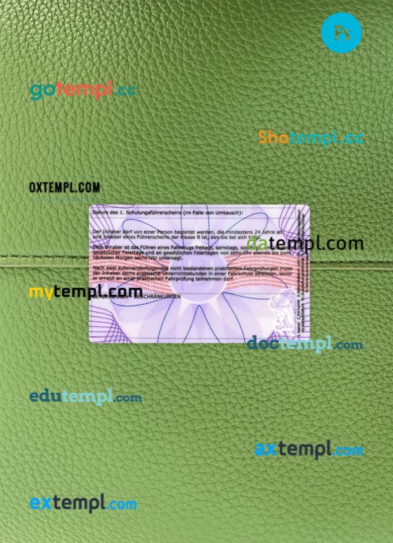 Belgium provisional driving license PSD files, scan look and photographed image, 2 in 1 Belgium provisional driving license PSD files, scan look and photographed image, 2 in 1 - Image 2