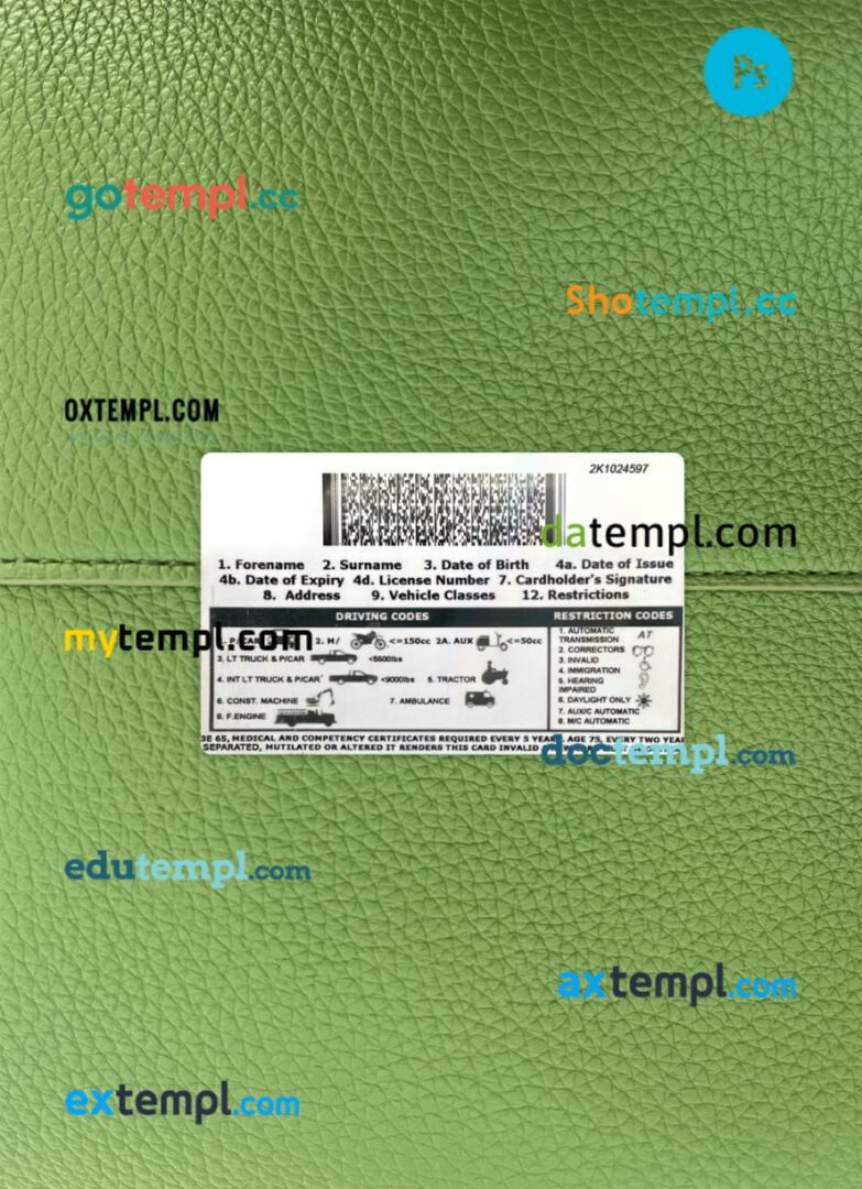 Bermuda driving license PSD files, scan look and photographed image, 2 in 1 Bermuda driving license PSD files, scan look and photographed image, 2 in 1 - Image 2