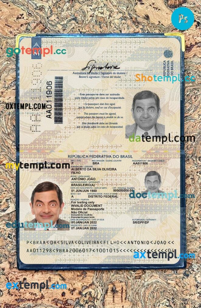 Brazil passport editable PSD files with address page, scan and photo-realistic look, 2022-present Brazil passport editable PSD files with address page, scan and photo-realistic look, 2022-present