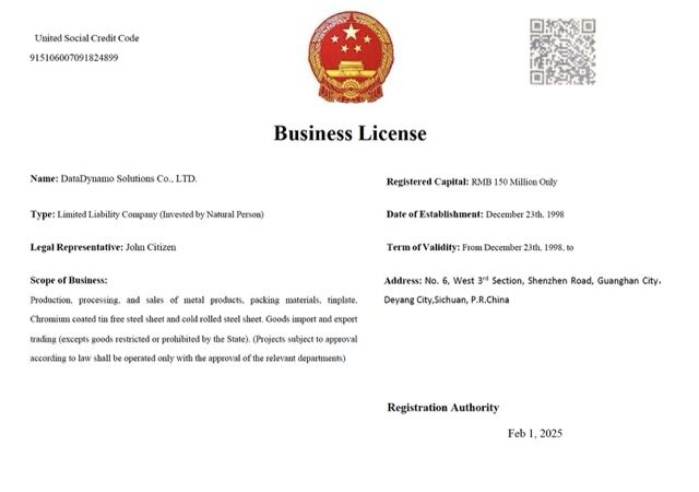 China business license Word and PDF template China business license Word and PDF template