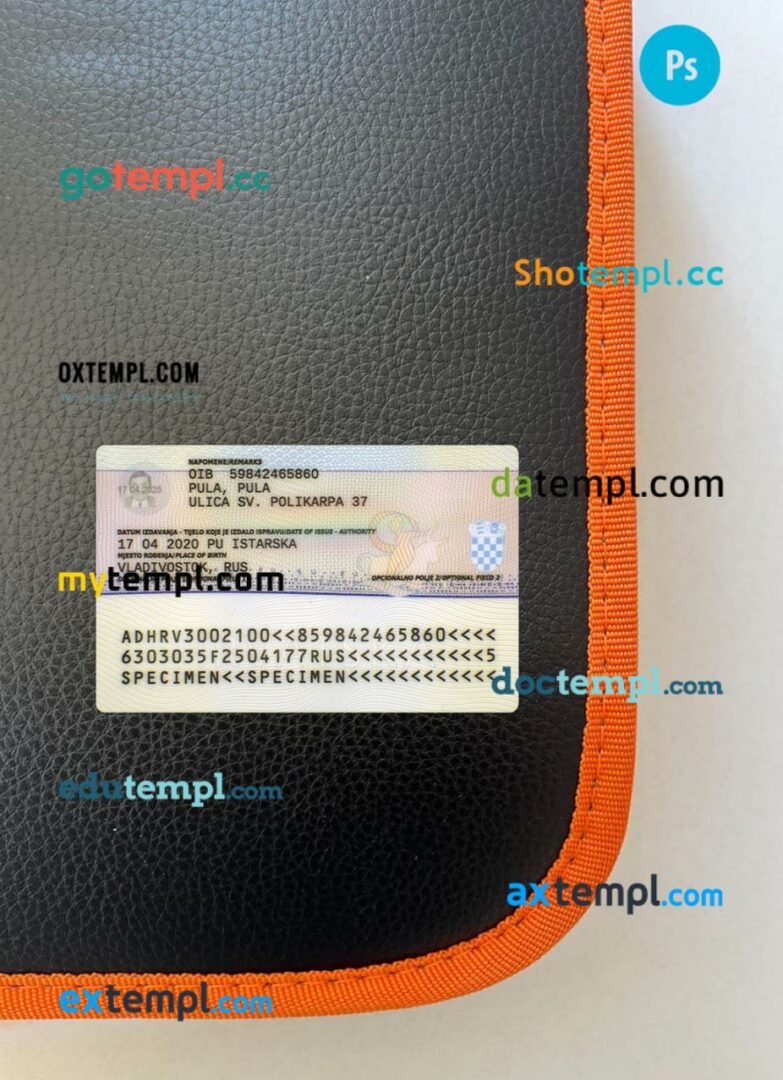 Croatia residence permit editable PSD files, scan look and photo-realistic look, 2 in 1 Croatia residence permit editable PSD files, scan look and photo-realistic look, 2 in 1 - Image 2