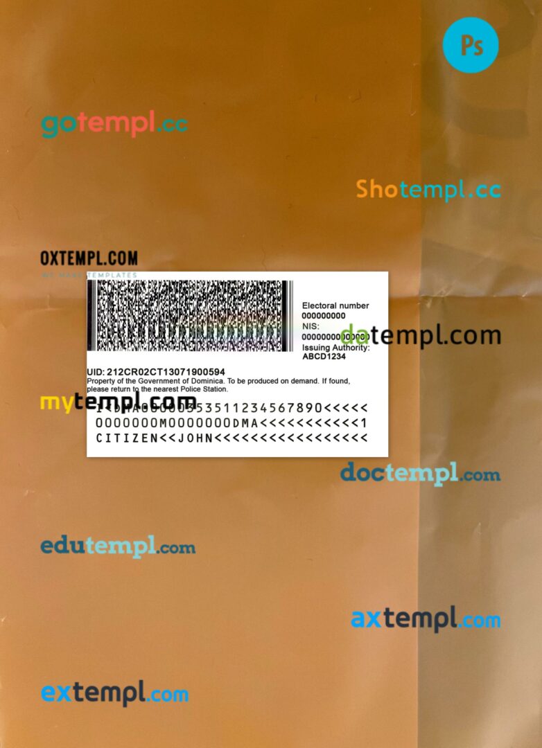 Eastern Caribbean States multi-purpose indentification card editable PSD files, scan look and photo-realistic look, 2 in 1 Eastern Caribbean States multi-purpose indentification card editable PSD files, scan look and photo-realistic look, 2 in 1 - Image 2