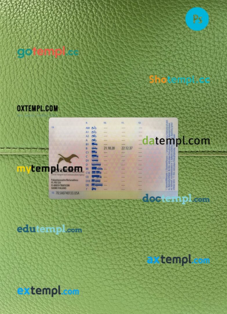Finland driving license PSD files, scan look and photographed image, 2 in 1, 2022-present Finland driving license PSD files, scan look and photographed image, 2 in 1, 2022-present - Image 2