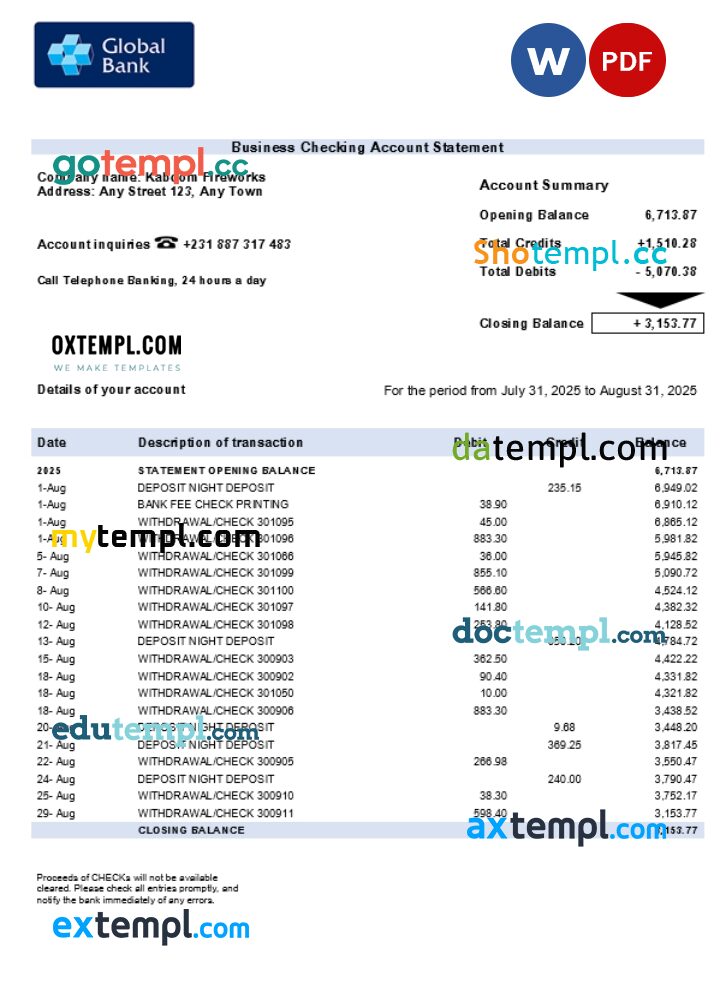 Global business firm statement Word and PDF format Global business firm statement Word and PDF format