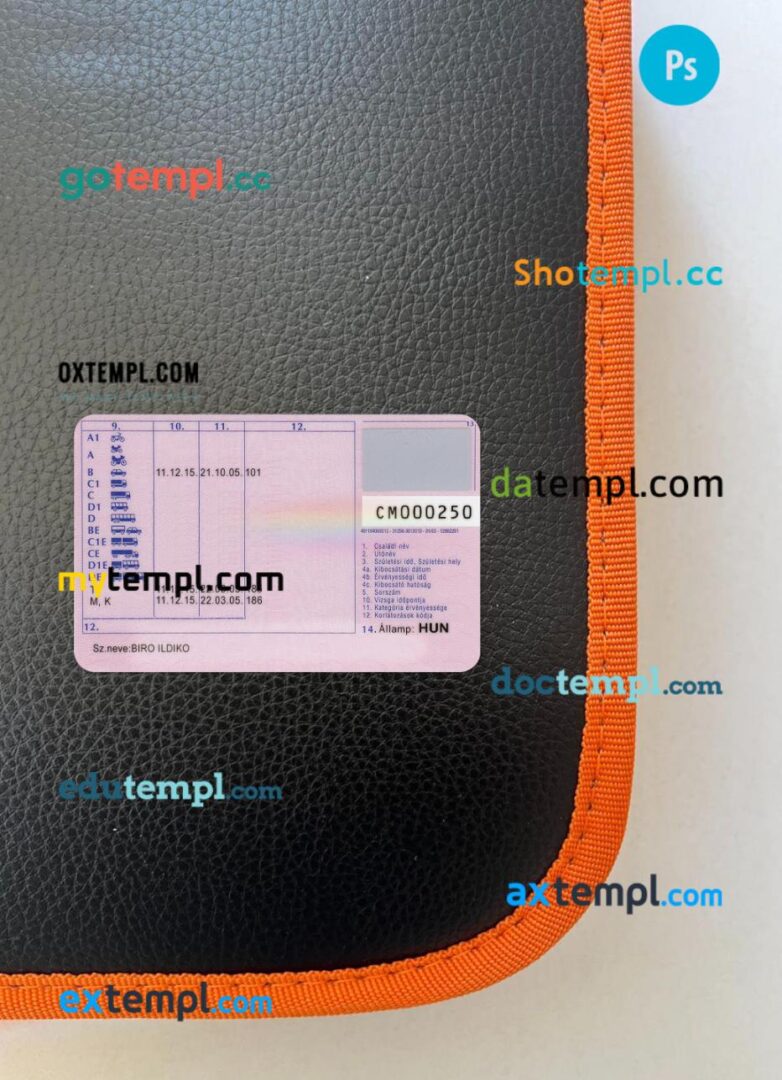 Hungary driving license PSD files, scan look and photographed image, 2 in 1, version 2 Hungary driving license PSD files, scan look and photographed image, 2 in 1, version 2 - Image 2