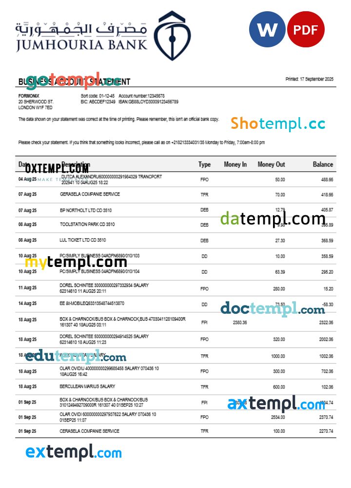 Jumhouria business firm statement Word and PDF format Jumhouria business firm statement Word and PDF format