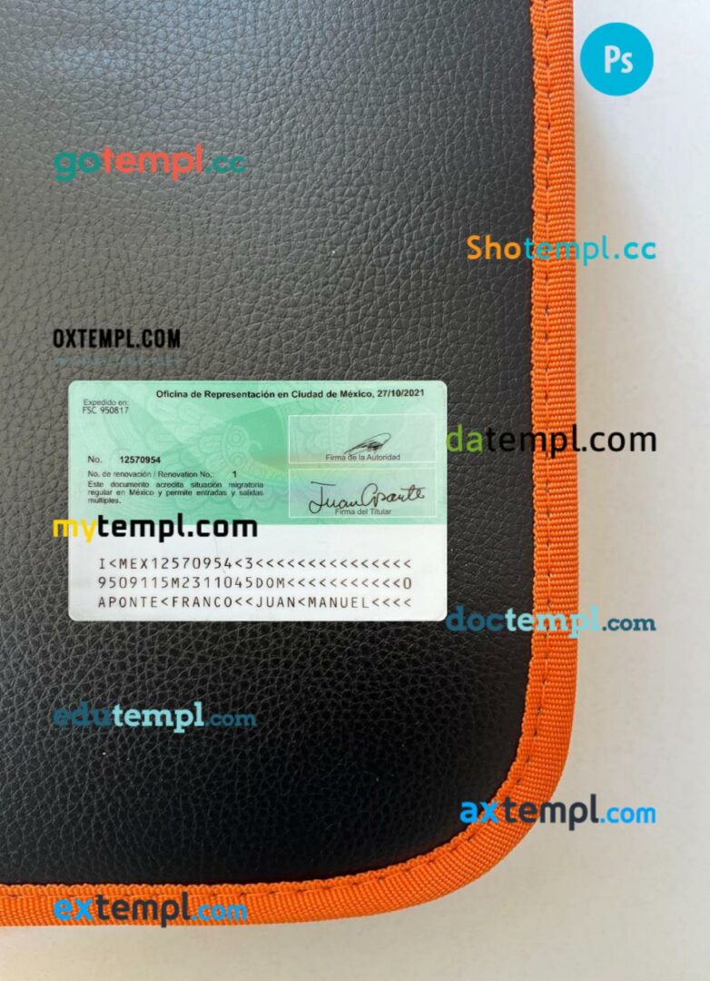 Mexico residence permit editable PSD files, scan look and photo-realistic look, 2 in 1, 2021-present Mexico residence permit editable PSD files, scan look and photo-realistic look, 2 in 1, 2021-present - Image 2