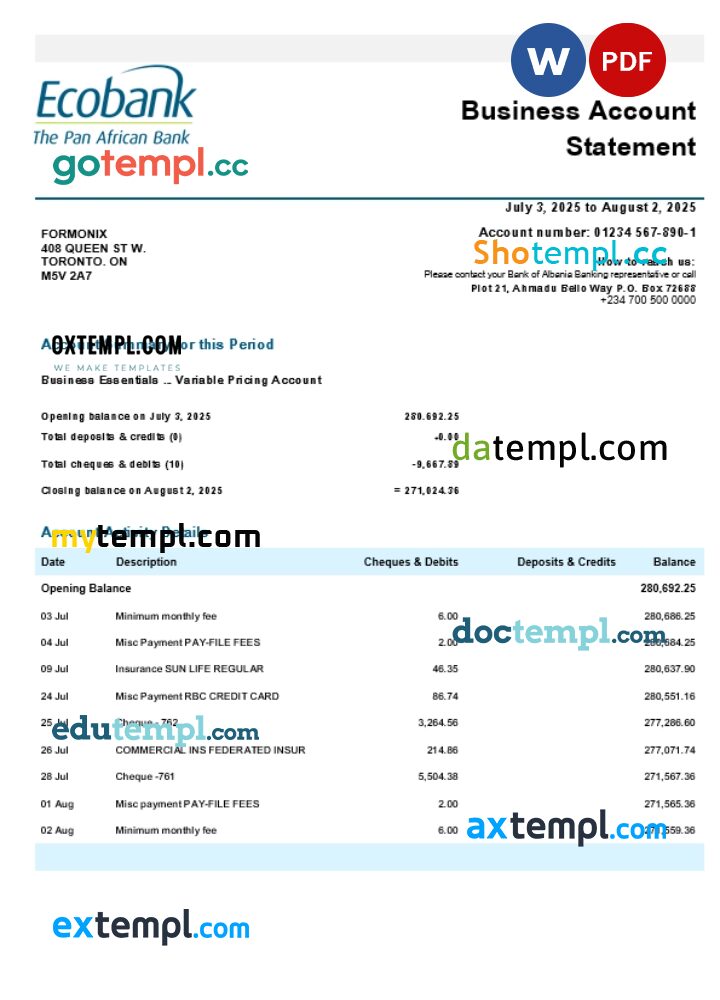 Nigeria Ecobank business firm statement Word and PDF format Nigeria Ecobank business firm statement Word and PDF format