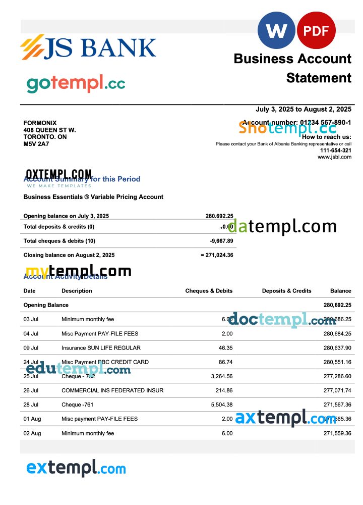 Pakistan JS firm statement Word and PDF template Pakistan JS firm statement Word and PDF template