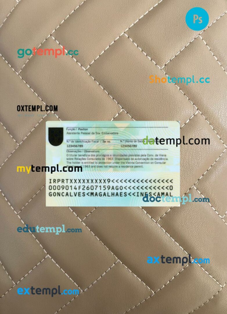 Portugal ID card editable PSD files, scan look and photo-realistic look, 2 in 1, 2020-present Portugal ID card editable PSD files, scan look and photo-realistic look, 2 in 1, 2020-present - Image 2