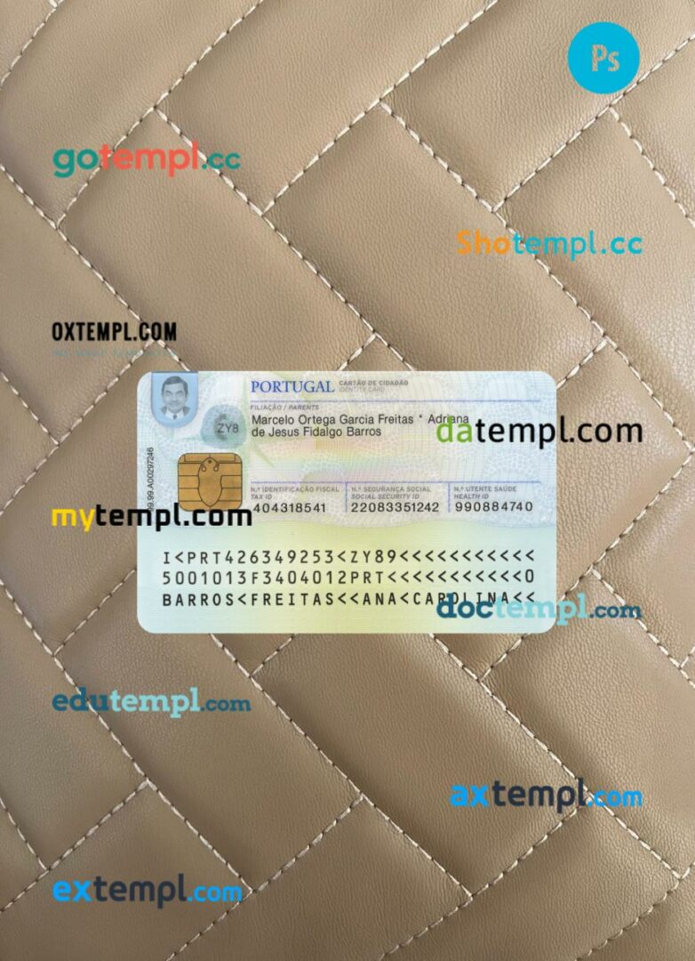 Portugal ID card editable PSD files, scan look and photo-realistic look, 2 in 1, 2024-present Portugal ID card editable PSD files, scan look and photo-realistic look, 2 in 1, 2024-present - Image 2