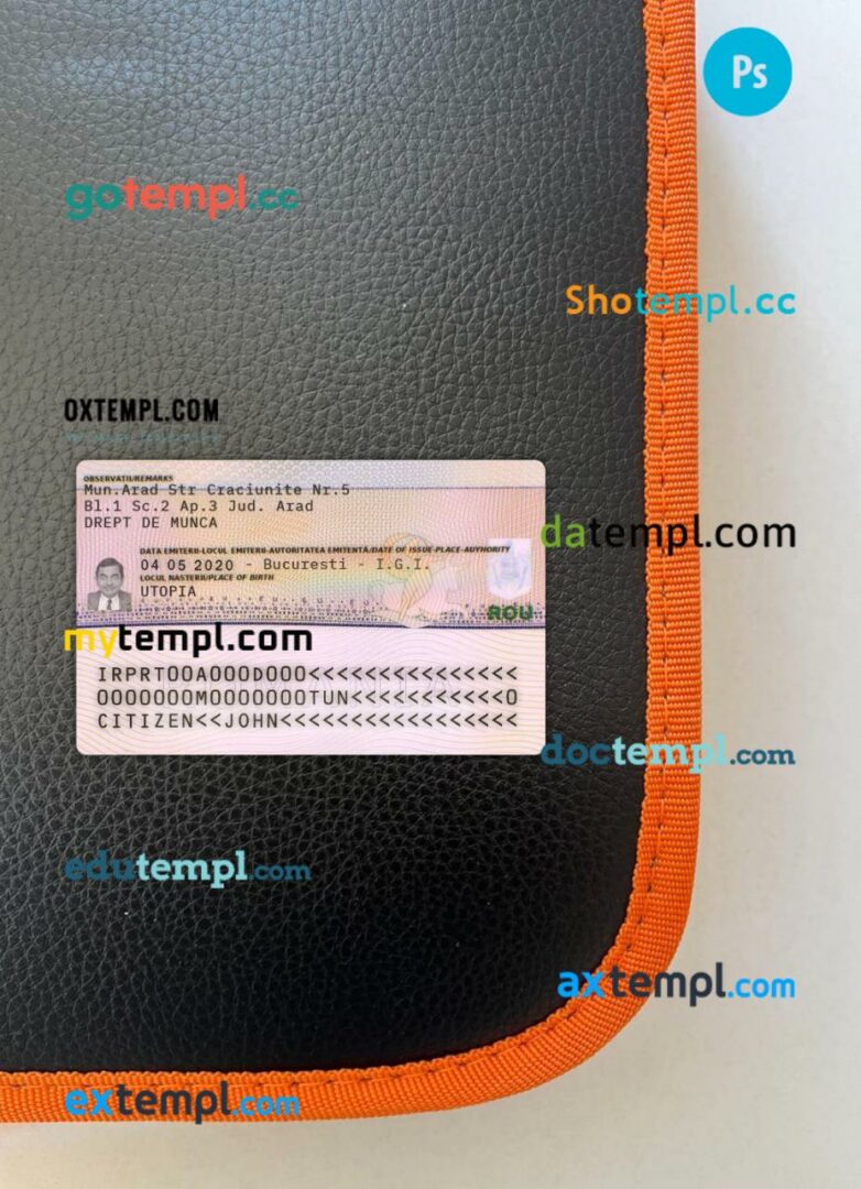 Romania residence permit editable PSD files, scan look and photo-realistic look, 2 in 1 Romania residence permit editable PSD files, scan look and photo-realistic look, 2 in 1 - Image 2