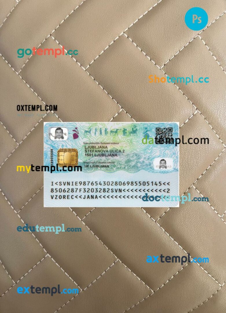 Slovenia ID card editable PSD files, scan look and photo-realistic look, 2 in 1, 2022-present Slovenia ID card editable PSD files, scan look and photo-realistic look, 2 in 1, 2022-present - Image 2