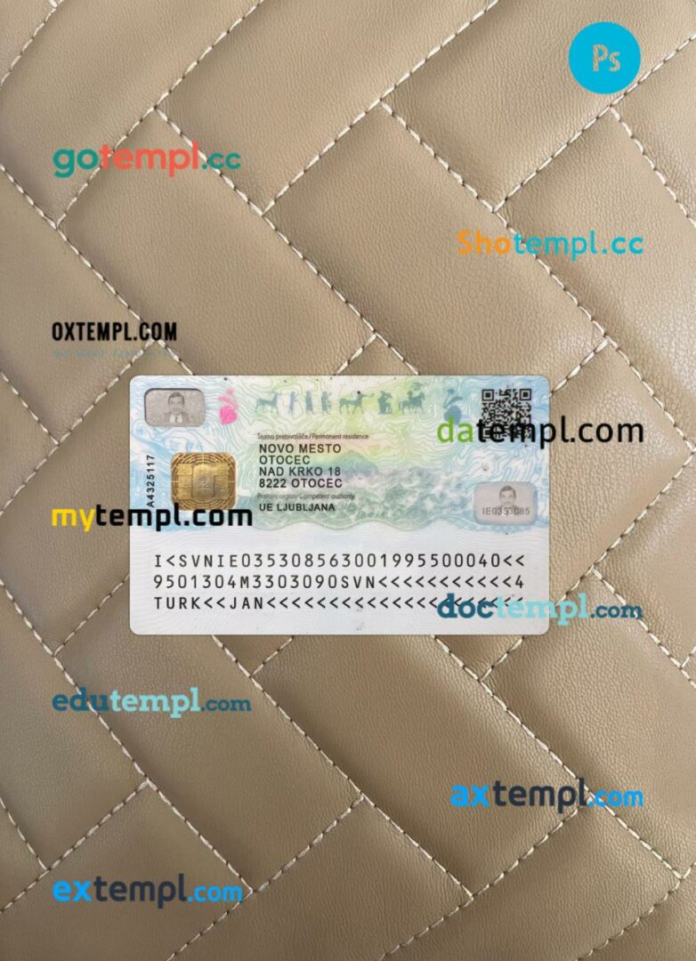 Slovenia ID card editable PSD files, scan look and photo-realistic look, 2 in 1, 2023-present Slovenia ID card editable PSD files, scan look and photo-realistic look, 2 in 1, 2023-present - Image 2