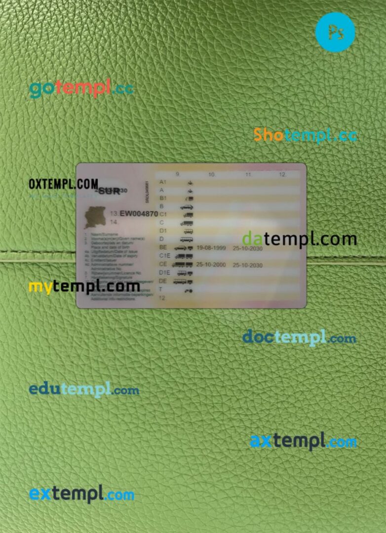Suriname driving license PSD files, scan look and photographed image, 2 in 1, 2022-present Suriname driving license PSD files, scan look and photographed image, 2 in 1, 2022-present - Image 2