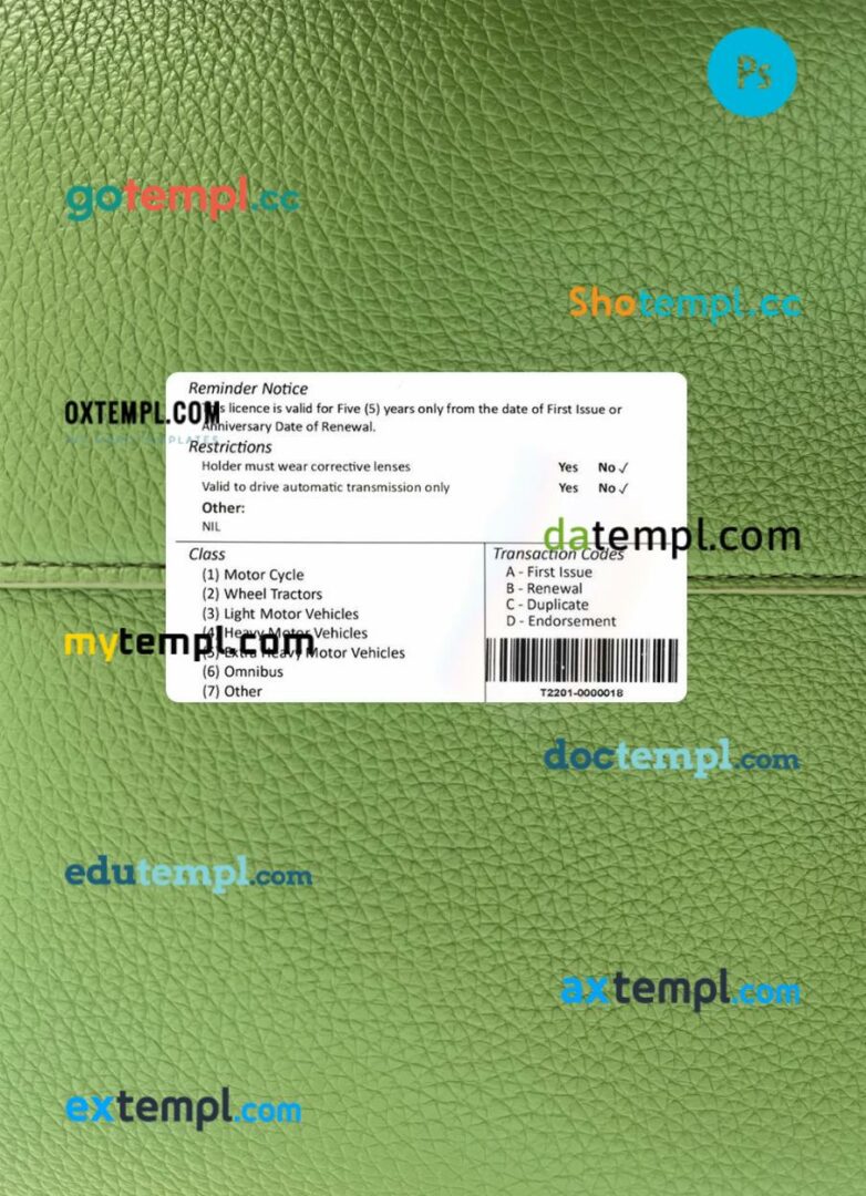 Trinidad and Tobago driving license PSD files, scan look and photographed image, 2 in 1 Trinidad and Tobago driving license PSD files, scan look and photographed image, 2 in 1 - Image 2