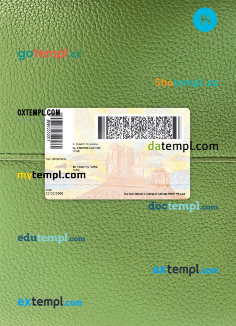 USA Arizona driving license PSD files, scan look and photographed image, 2 in 1, 2023-present USA Arizona driving license PSD files, scan look and photographed image, 2 in 1, 2023-present - Image 2