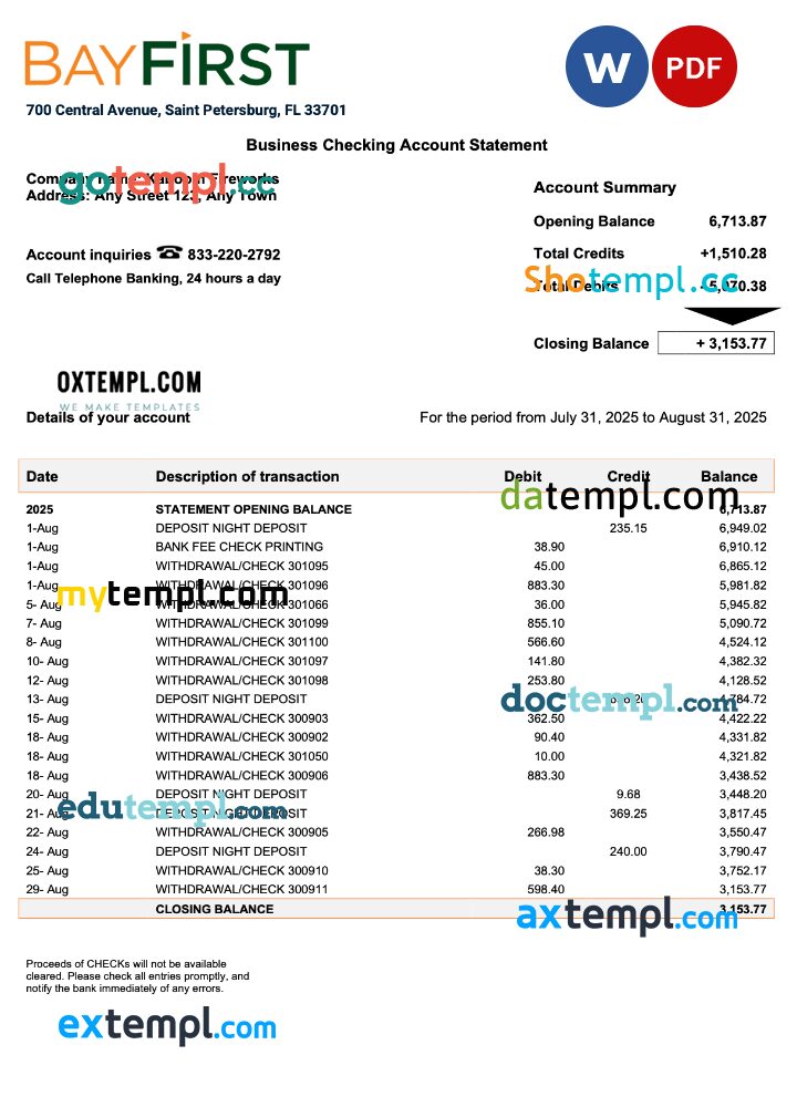 USA Bay First organization statement Word and PDF template USA Bay First organization statement Word and PDF template