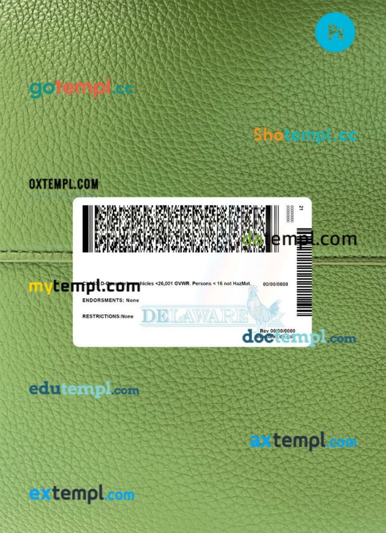 USA Delaware under 21 driving license PSD files, scan look and photographed image, 2 in 1 USA Delaware under 21 driving license PSD files, scan look and photographed image, 2 in 1 - Image 2