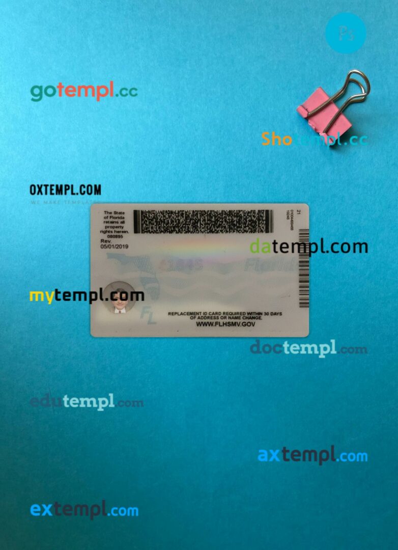 USA Florida ID card editable PSD files, scan look and photo-realistic look, 2 in 1 USA Florida ID card editable PSD files, scan look and photo-realistic look, 2 in 1 - Image 2