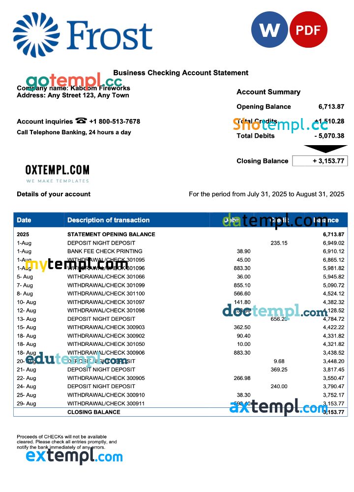 USA Frost enterprise statement Word and PDF format USA Frost enterprise statement Word and PDF format