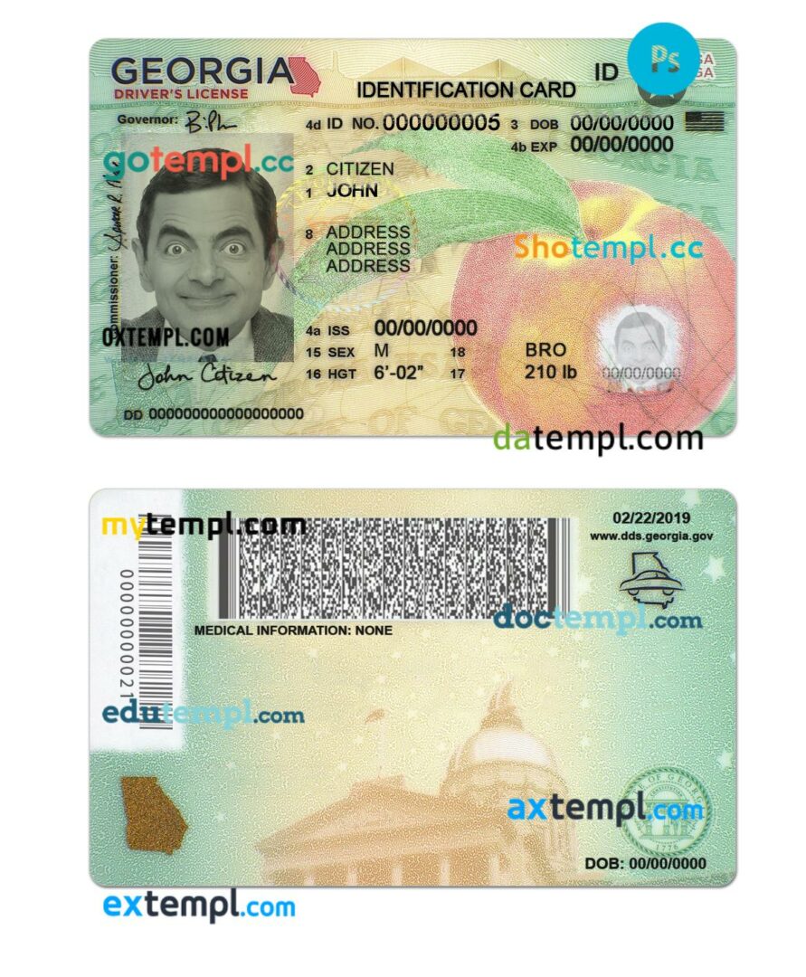 USA Georgia ID card PSD template, version 2 USA Georgia ID card PSD template, version 2
