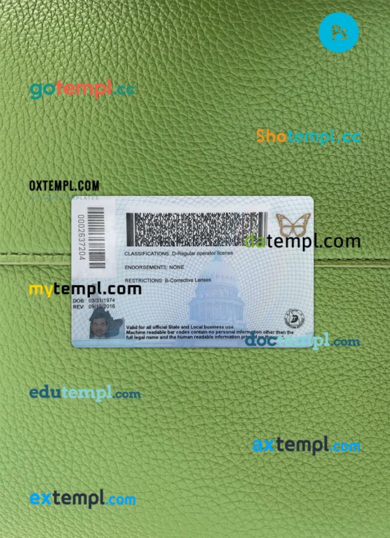 USA Idaho driving license PSD files, scan look and photographed image, 2 in 1, 2021-present USA Idaho driving license PSD files, scan look and photographed image, 2 in 1, 2021-present - Image 2