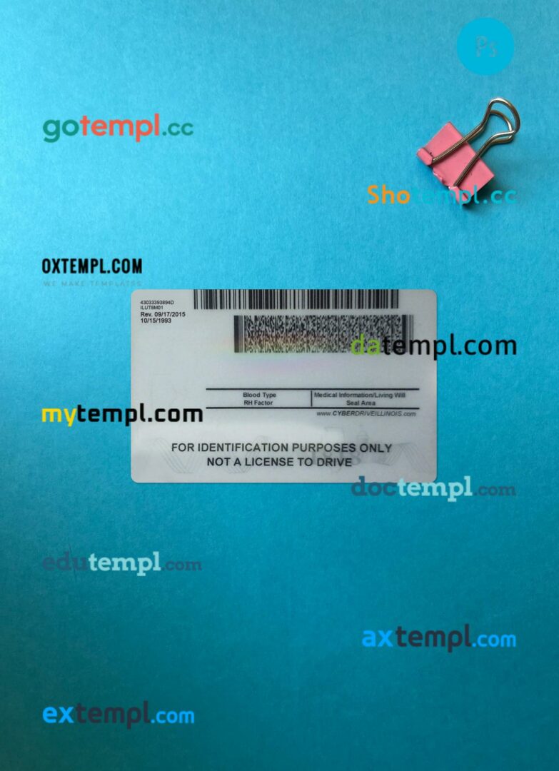 USA Illinois ID card editable PSD files, scan look and photo-realistic look, 2 in 1 USA Illinois ID card editable PSD files, scan look and photo-realistic look, 2 in 1 - Image 2