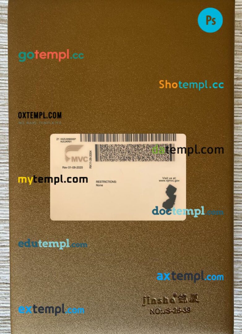 USA New Jersey under 21 ID card editable PSD files, scan look and photo-realistic look, 2 in 1 USA New Jersey under 21 ID card editable PSD files, scan look and photo-realistic look, 2 in 1 - Image 2
