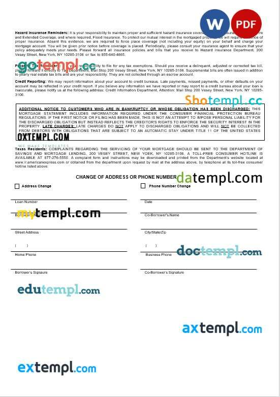 USA New York American Express Blue bank mortgage statement in Word and PDF formats USA New York American Express Blue bank mortgage statement in Word and PDF formats - Image 2