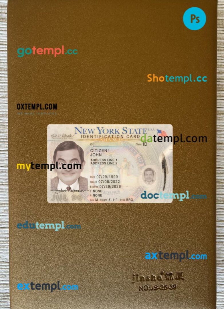 USA New York ID card editable PSD files, scan look and photo-realistic look, 2 in 1, 2022-present USA New York ID card editable PSD files, scan look and photo-realistic look, 2 in 1, 2022-present