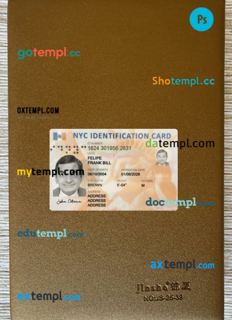 USA New York identification card editable PSD files, scan look and photo-realistic look, 2 in 1 USA New York identification card editable PSD files, scan look and photo-realistic look, 2 in 1