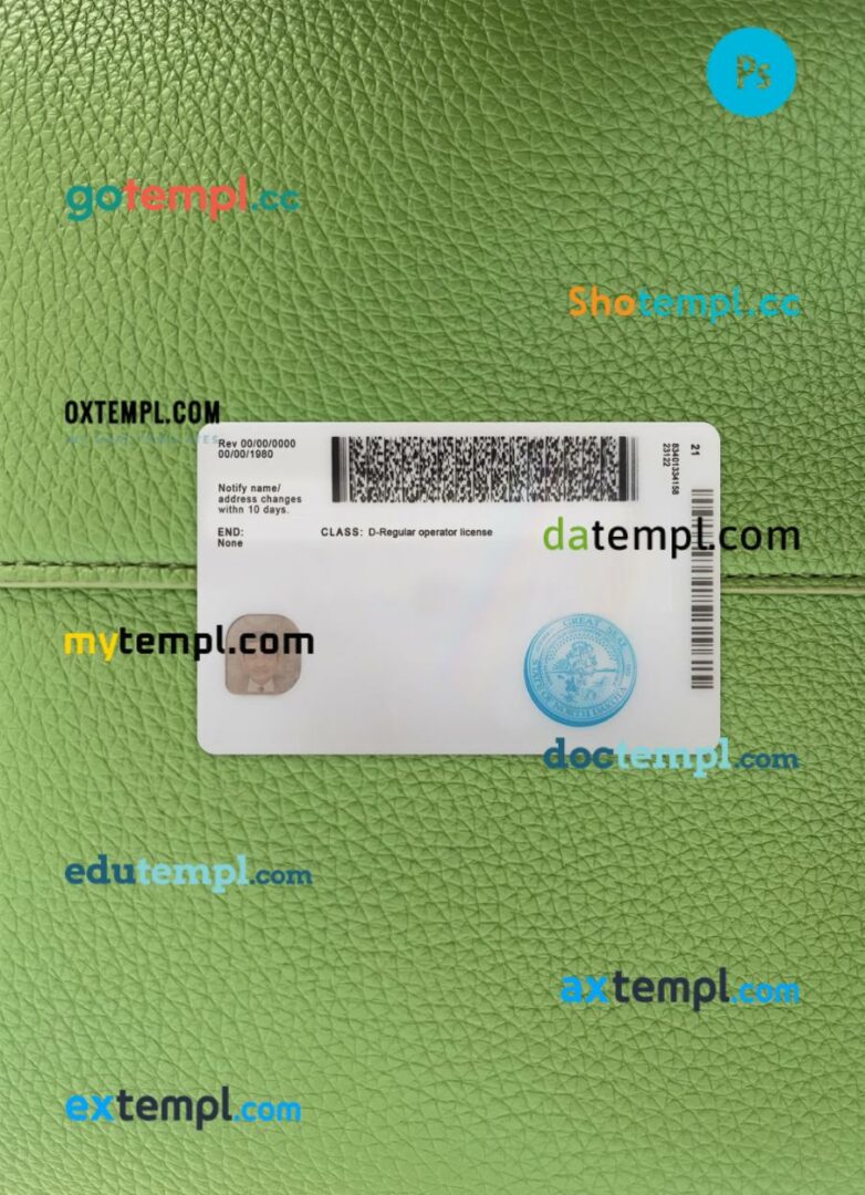 USA North Dakota driving license PSD files, scan look and photographed image, 2 in 1, 2023-present USA North Dakota driving license PSD files, scan look and photographed image, 2 in 1, 2023-present - Image 2