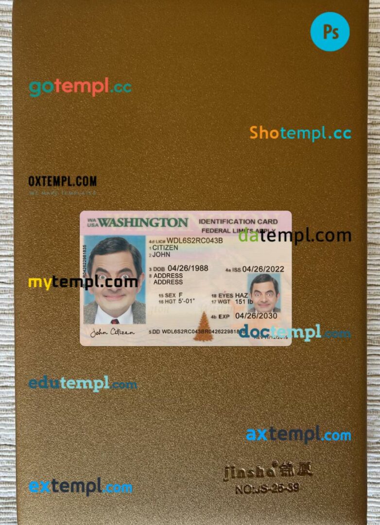USA Washington ID card editable PSD files, scan look and photo-realistic look, 2 in 1 2022-present USA Washington ID card editable PSD files, scan look and photo-realistic look, 2 in 1 2022-present