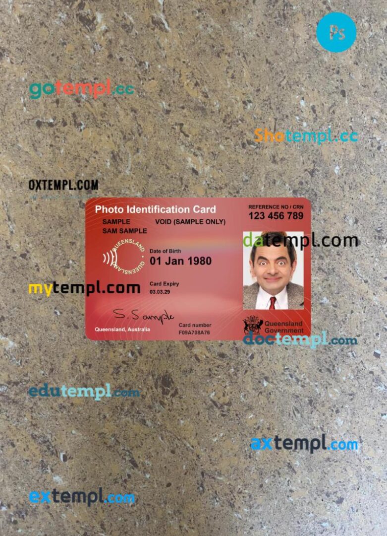 Australia Queensland proof of age photo card PSD files, scan and photo taken image, 2 in 1 Australia Queensland proof of age photo card PSD files, scan and photo taken image, 2 in 1