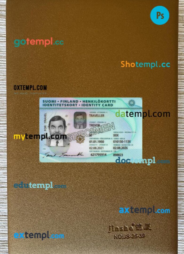 Finland ID card PSD files, scan look and photo-realistic look, 2 in 1, 2021-present