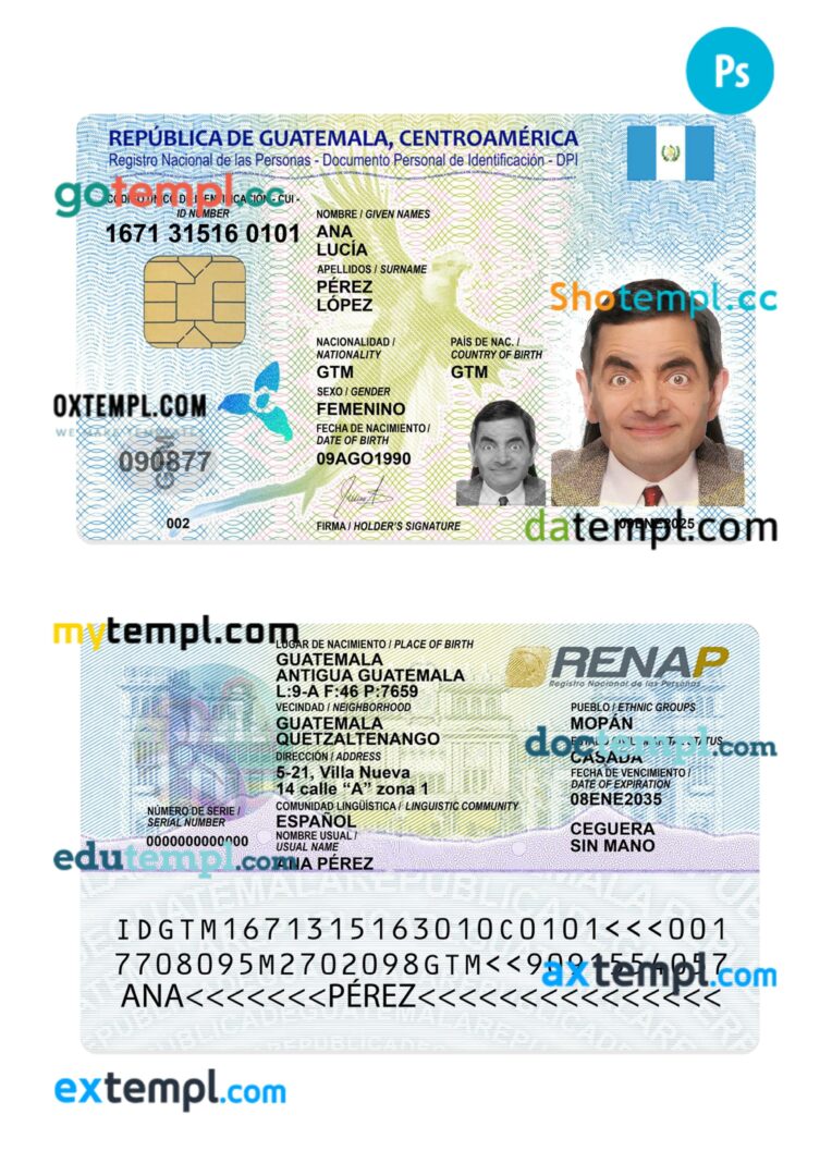 Guatemala ID card PSD template, 2025-present