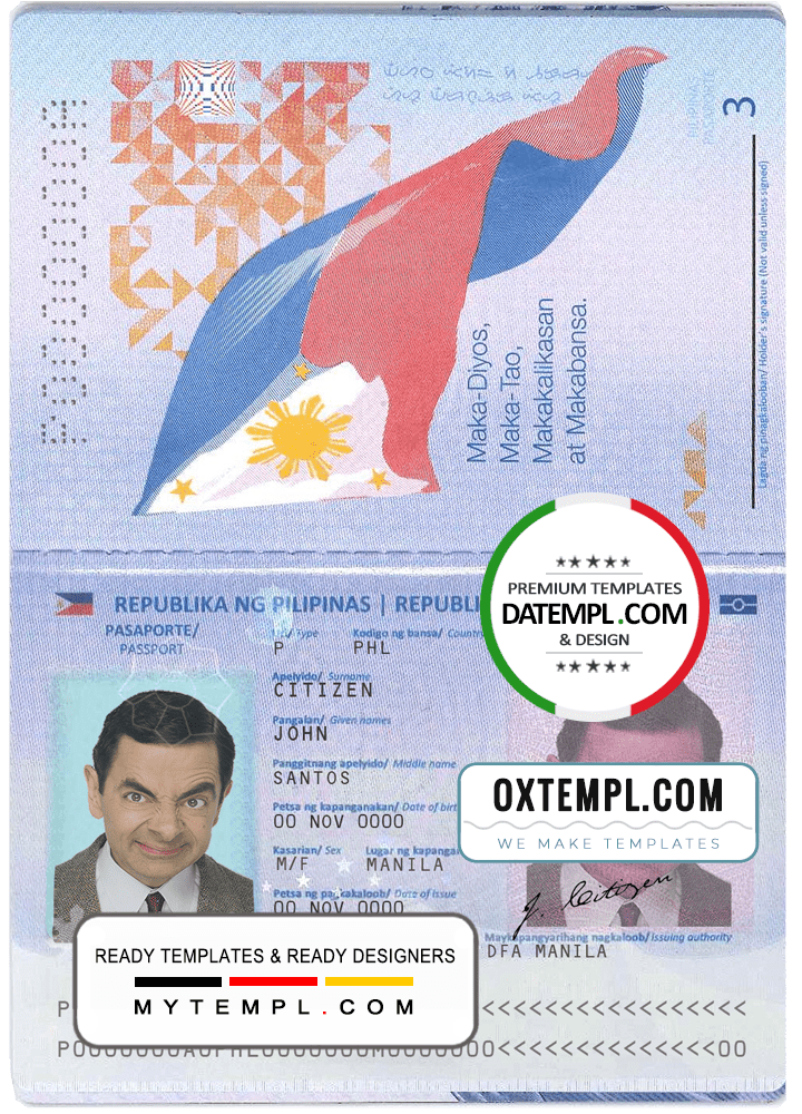 Filipino passport in PSD format, fully editable