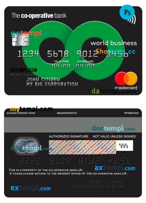 UK The co-operative bank world business mastercard template in PSDÂ format UK The co-operative bank world business mastercard template in PSDÂ format