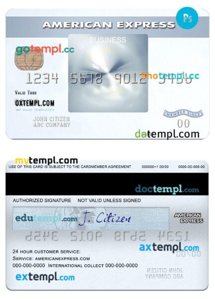 USA New York CFSB bank amex everyday® business credit card template in PSD format USA New York CFSB bank amex everyday® business credit card template in PSD format