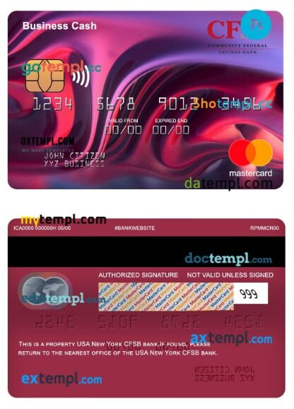 USA New York CFSB bank business cash mastercard template in PSDÂ format USA New York CFSB bank business cash mastercard template in PSDÂ format