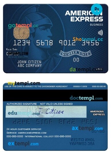 USA North Carolina BB&T Corp. bank amex blue business card template in PSDÂ format USA North Carolina BB&T Corp. bank amex blue business card template in PSDÂ format