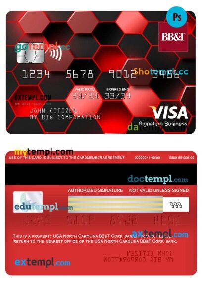USA North Carolina BB&T Corp. bank visa signature business card template in PSDÂ format USA North Carolina BB&T Corp. bank visa signature business card template in PSDÂ format