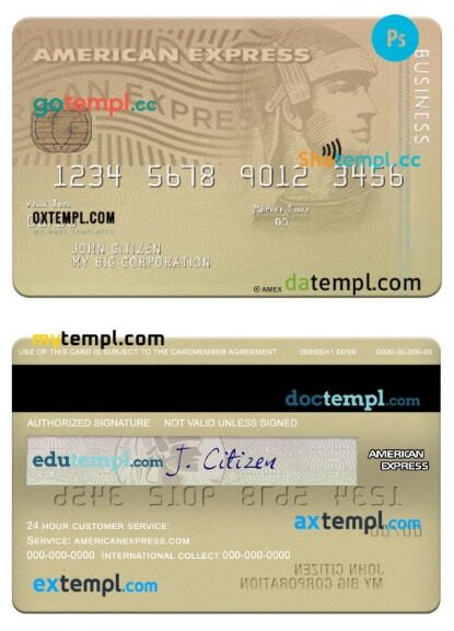 USA Ohio SUTTON bank Amex Membership business credit card template in PSDÂ format USA Ohio SUTTON bank Amex Membership business credit card template in PSDÂ format