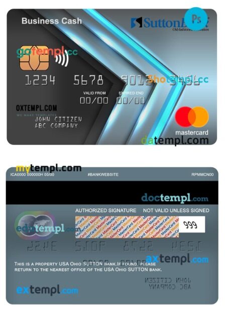 USA Ohio SUTTON bank mastercard template in PSDÂ format USA Ohio SUTTON bank mastercard template in PSDÂ format