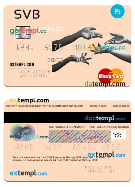 USA SVB Financial Group business mastercard template in PSDÂ format USA SVB Financial Group business mastercard template in PSDÂ format