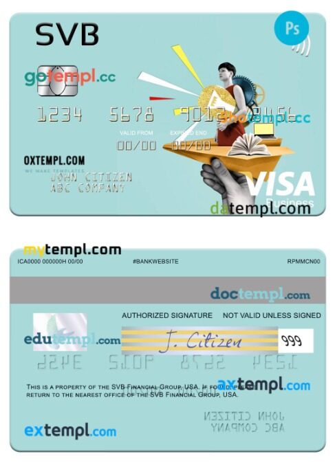 USA SVB Financial Group visa business card template in PSDÂ format USA SVB Financial Group visa business card template in PSDÂ format